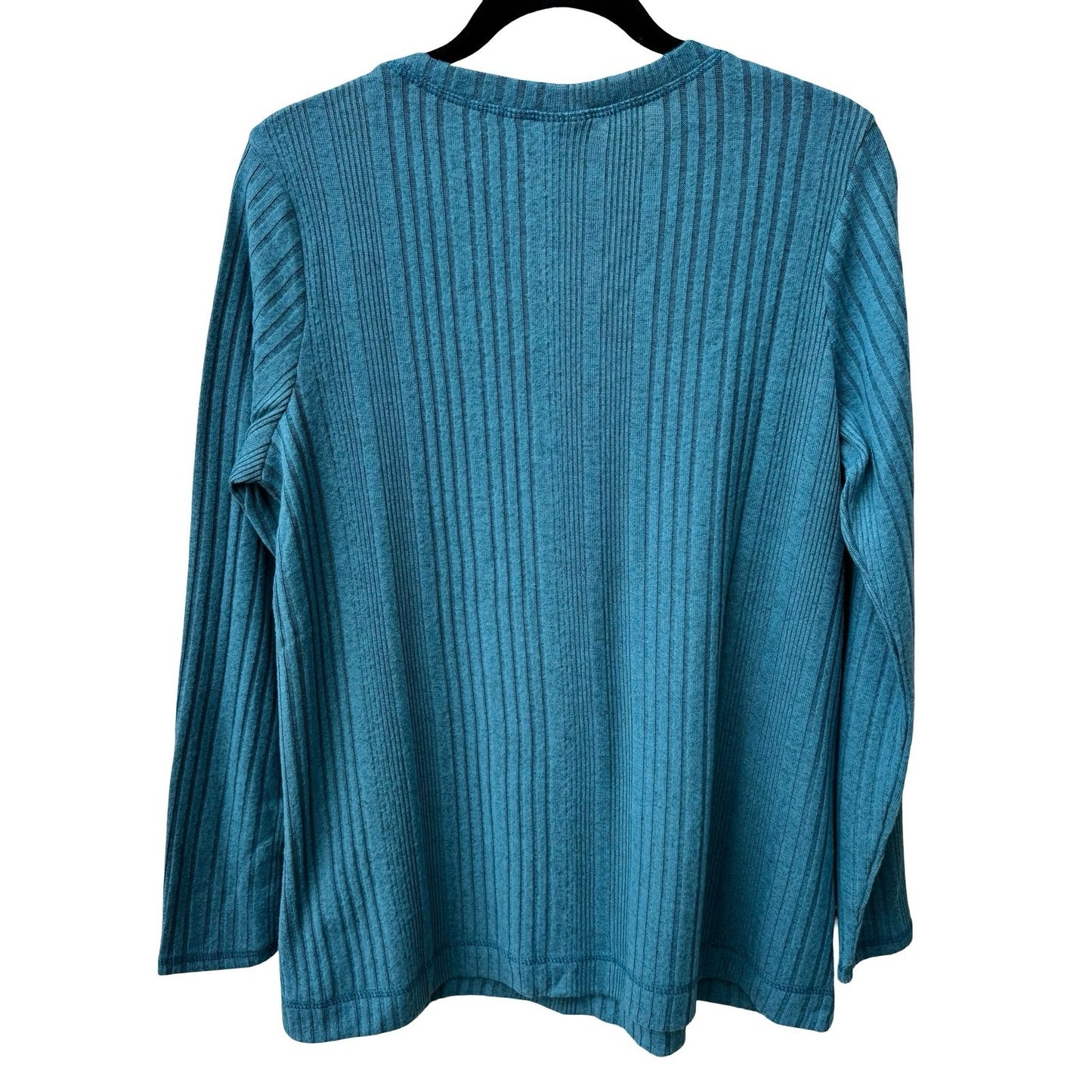 LOGO Lounge Lori Goldstein Teal Ribbed Knit Layering Minimalist Pocket Top M NEW