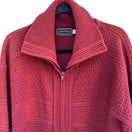 Switch Comfort Knits Mens Red Full-Zip Basketweave Pattern Grandpa Cardigan Sweater L 2 image