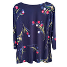 Switch Graver Studio Womens Navy Floral Print 3/4 Sleeve Stretch Tunic Top Blouse New S 2 image