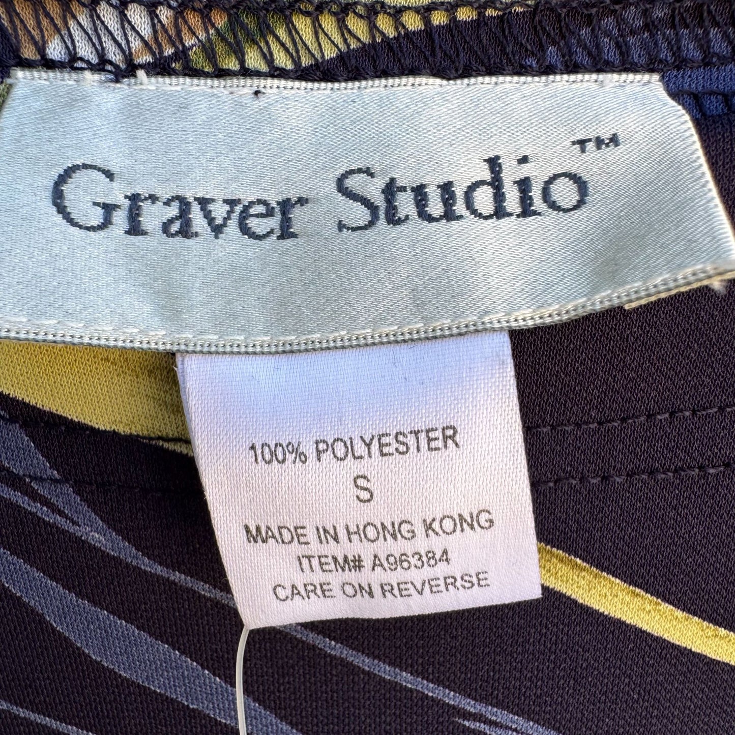 Graver Studio Womens Navy Floral Print 3/4 Sleeve Stretch Tunic Top Blouse New S