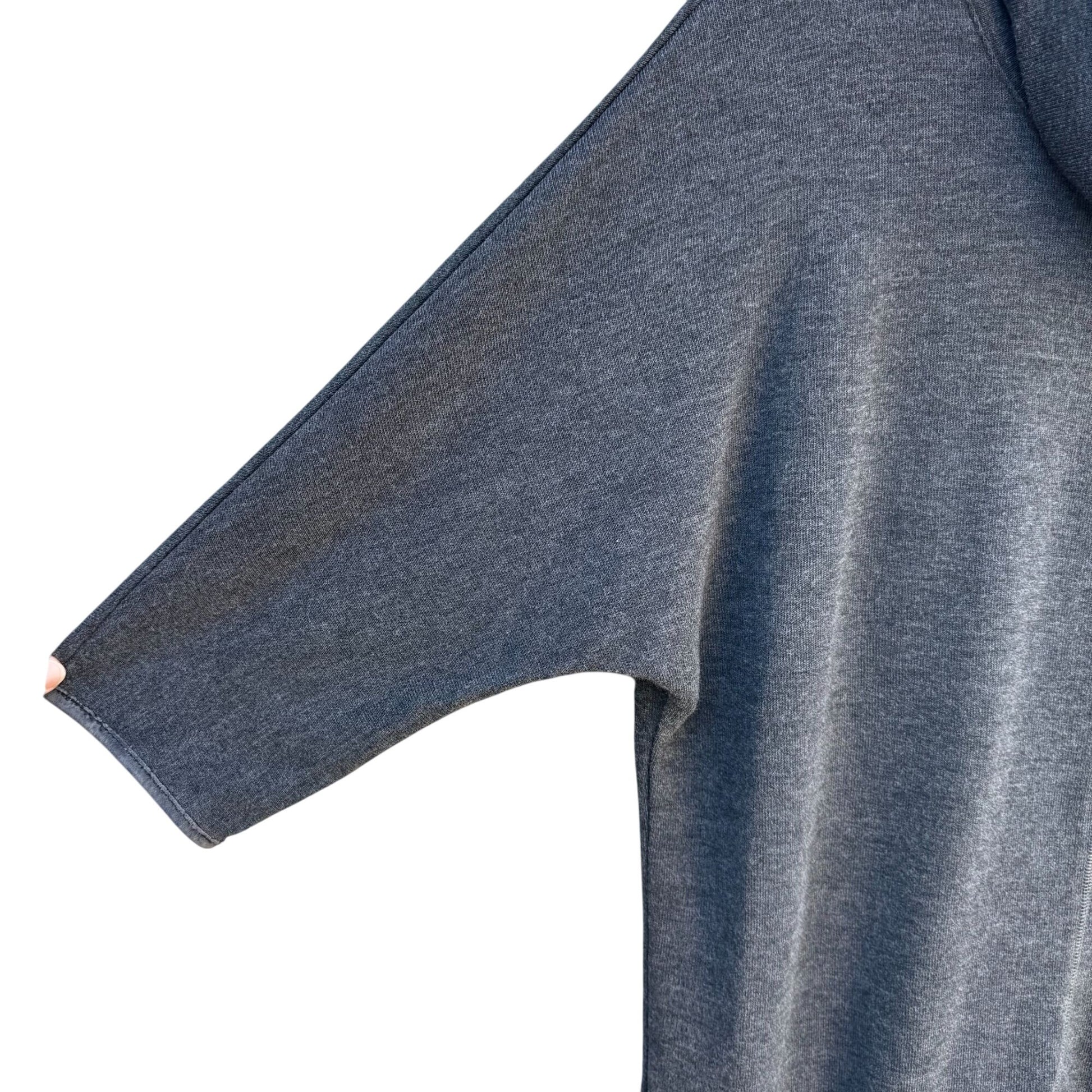 Faith & Zoe Womens Boho Gray Fringe Cowl Neck 3/4 Sleeve Knit Tunic Sweater XS