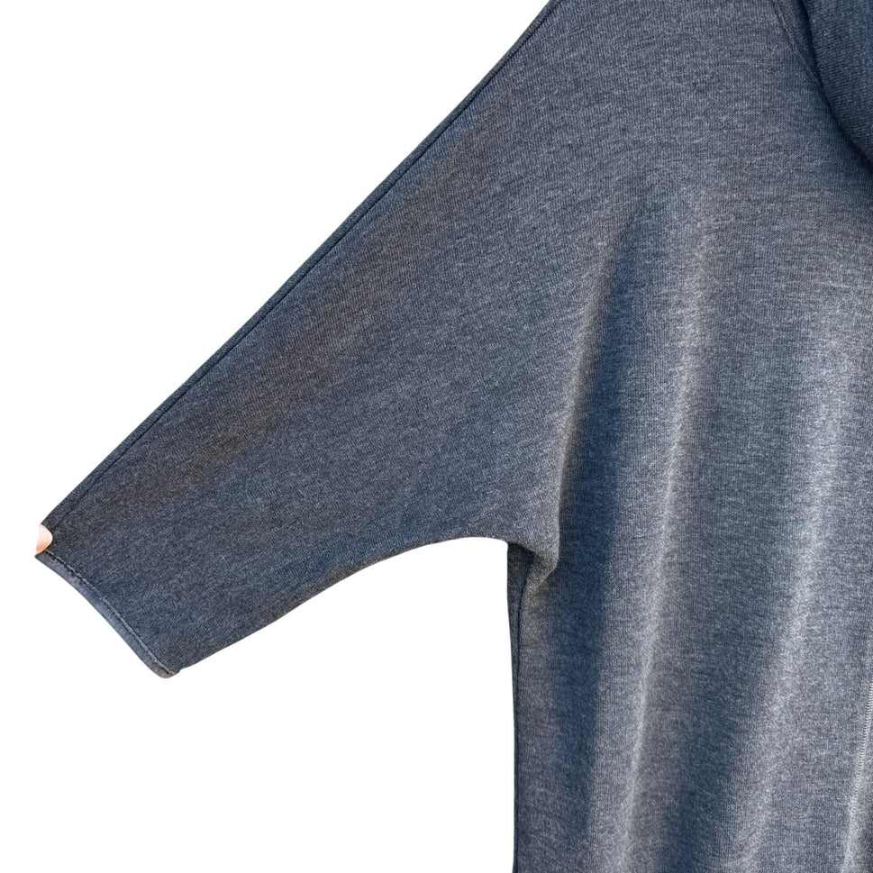 Faith & Zoe Womens Boho Gray Fringe Cowl Neck 3/4 Sleeve Knit Tunic Sweater XS