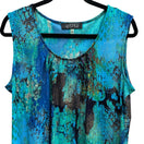 Switch Kasper Womens Teal Blue Abstract Metallic Gold Chevron Sleeveless Blouse Size L 3 image
