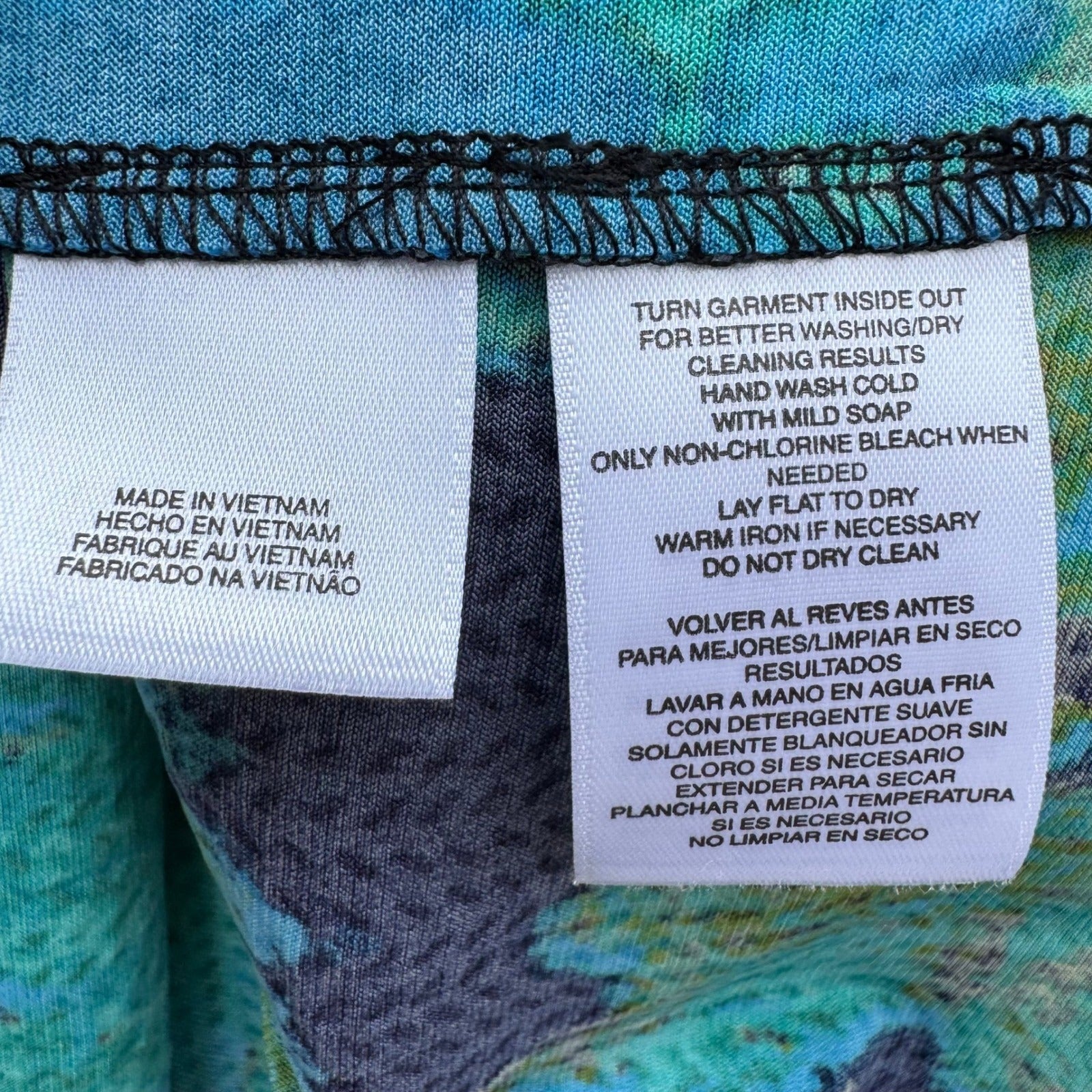 Kasper Womens Teal Blue Abstract Metallic Gold Chevron Sleeveless Blouse Size L