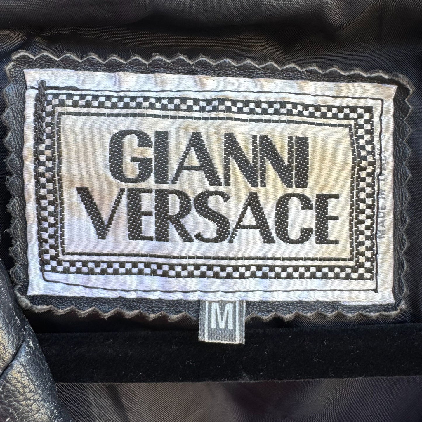 Gianni Versace Vintage Womens Distressed Leather Blazer Jacket Streetwear FLAWS