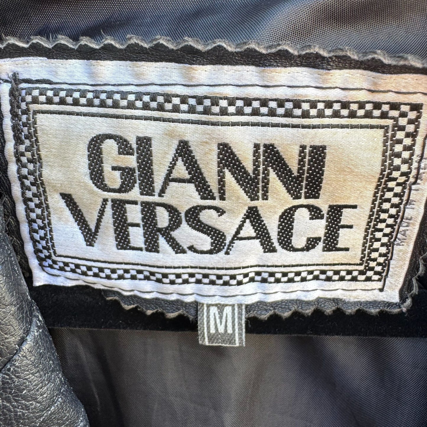 Gianni Versace Vintage Womens Distressed Leather Blazer Jacket Streetwear FLAWS