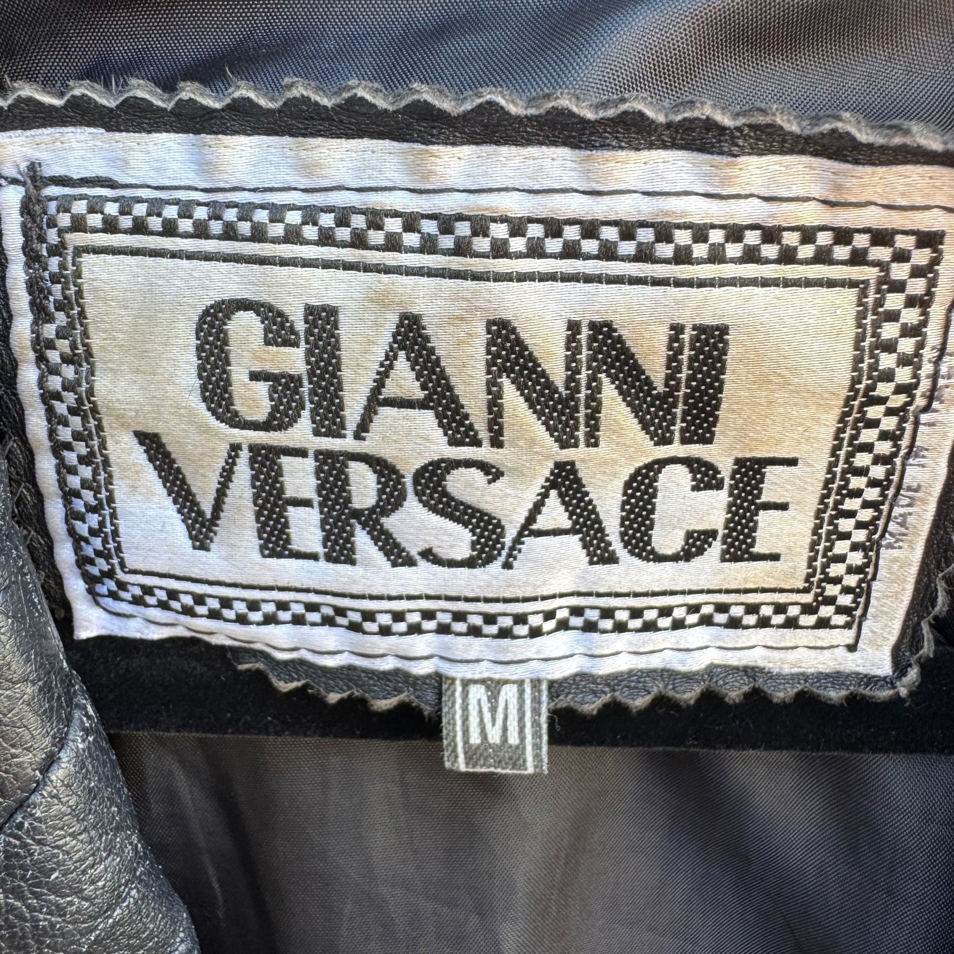 Gianni Versace Vintage Womens Distressed Leather Blazer Jacket Streetwear FLAWS