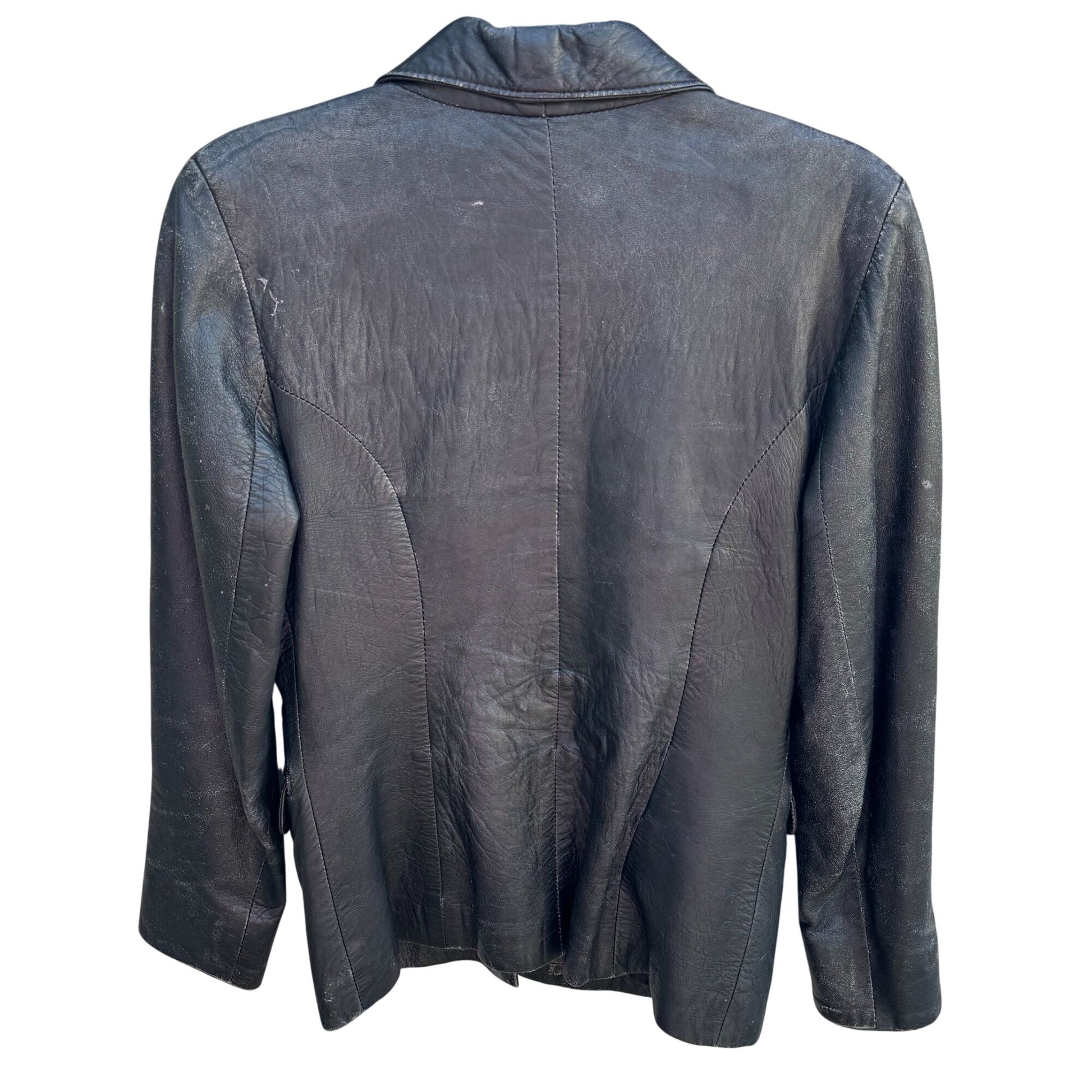 Gianni Versace Vintage Womens Distressed Leather Blazer Jacket Streetwear FLAWS