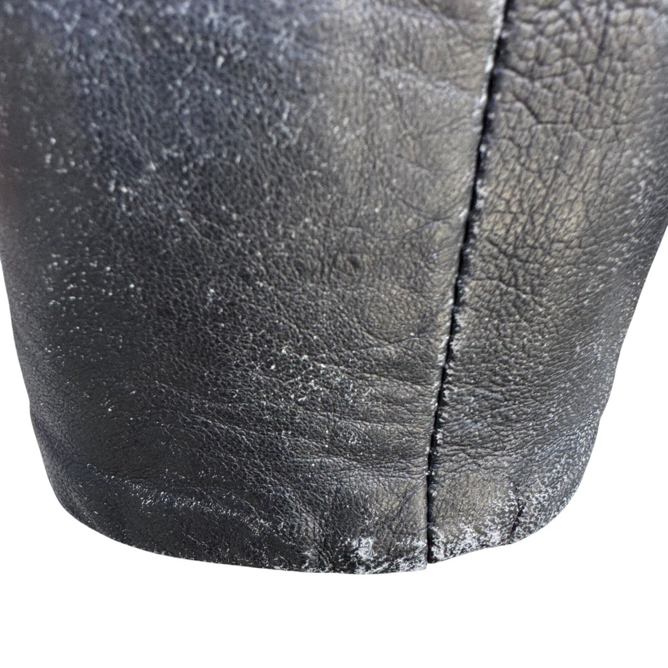Gianni Versace Vintage Womens Distressed Leather Blazer Jacket Streetwear FLAWS