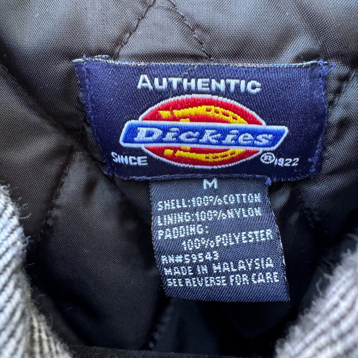 Dickies Mens Workwear Gorpcore Quilted Plaid Flannel Shirt Zip Jacket Shacket M
