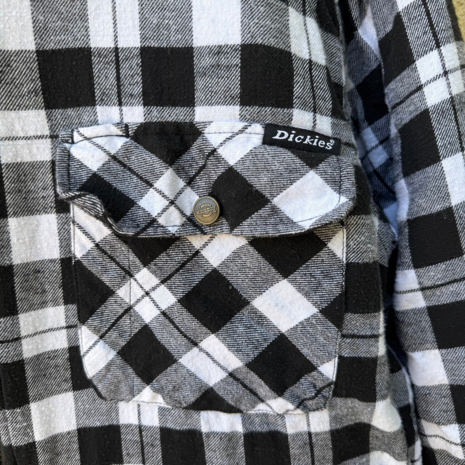 Dickies Mens Workwear Gorpcore Quilted Plaid Flannel Shirt Zip Jacket Shacket M