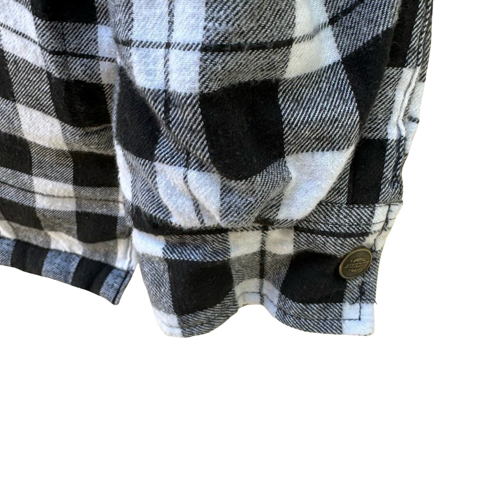 Dickies Mens Workwear Gorpcore Quilted Plaid Flannel Shirt Zip Jacket Shacket M