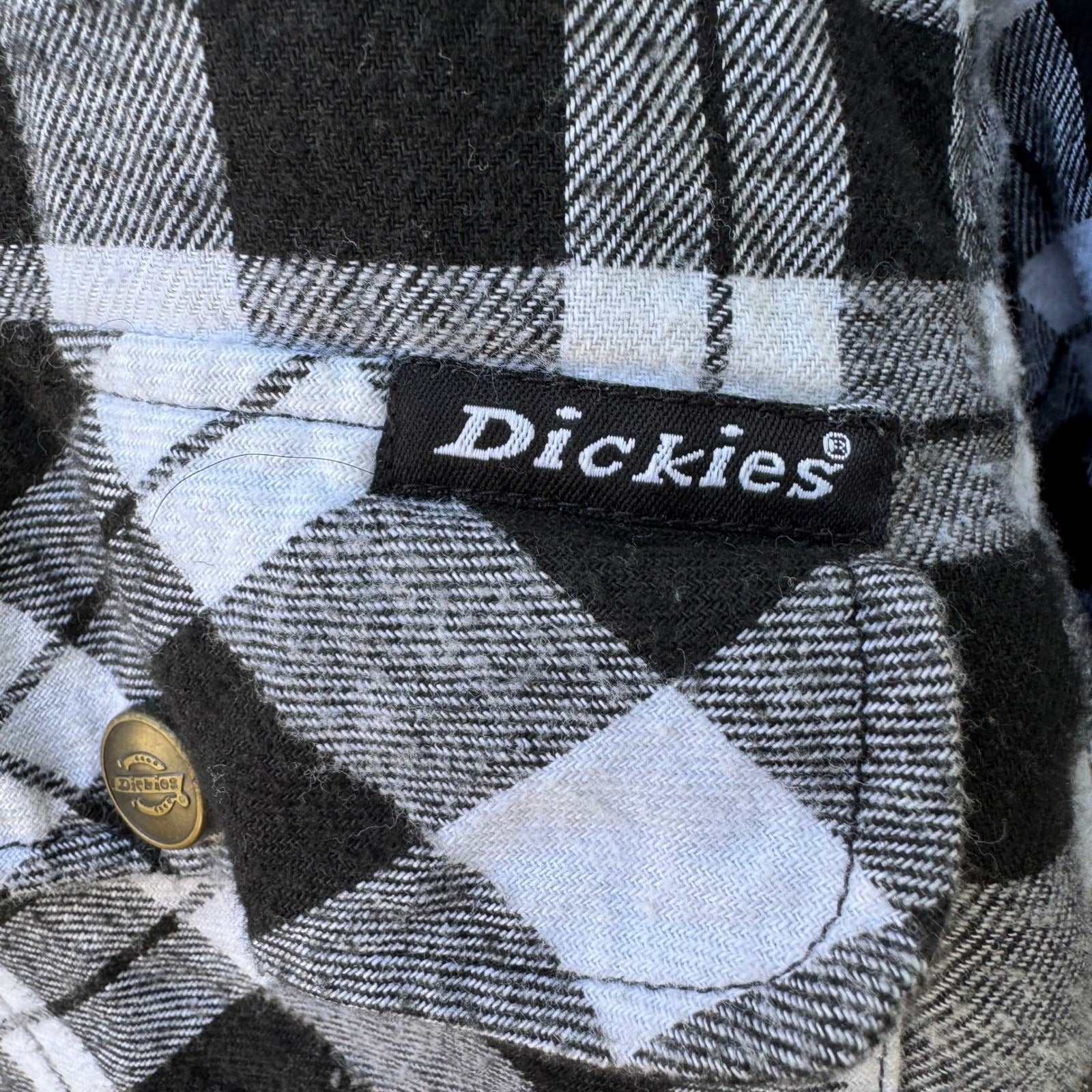Dickies Mens Workwear Gorpcore Quilted Plaid Flannel Shirt Zip Jacket Shacket M