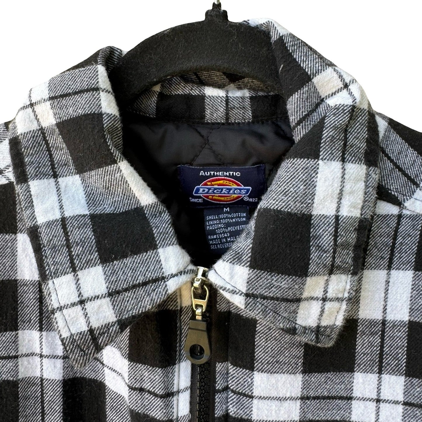 Dickies Mens Workwear Gorpcore Quilted Plaid Flannel Shirt Zip Jacket Shacket M