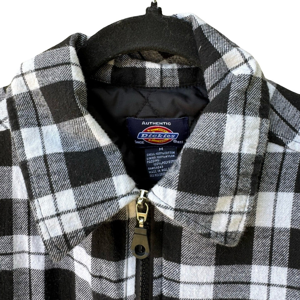 Dickies Mens Workwear Gorpcore Quilted Plaid Flannel Shirt Zip Jacket Shacket M
