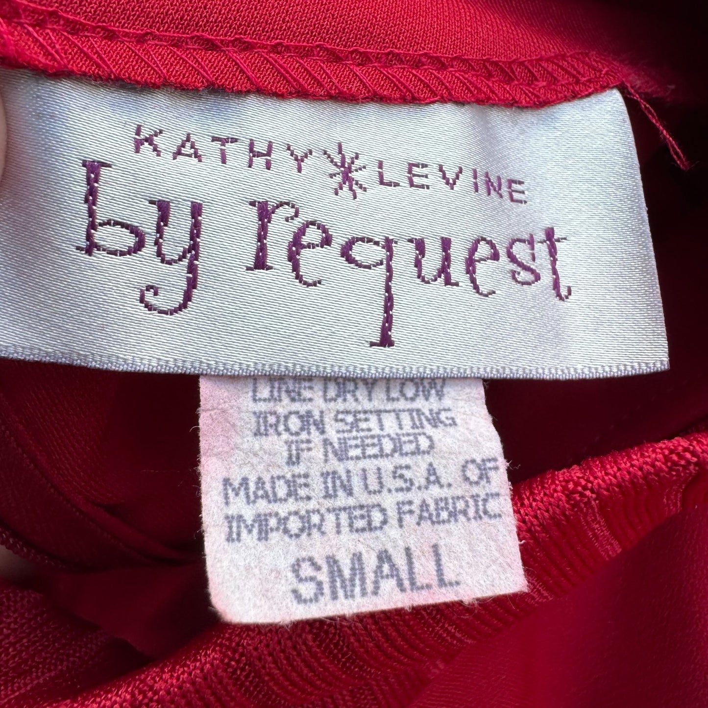 Kathy Levine By Request Vintage 70s Red Mock Neck Blouse Uneven Hem Back Zip S