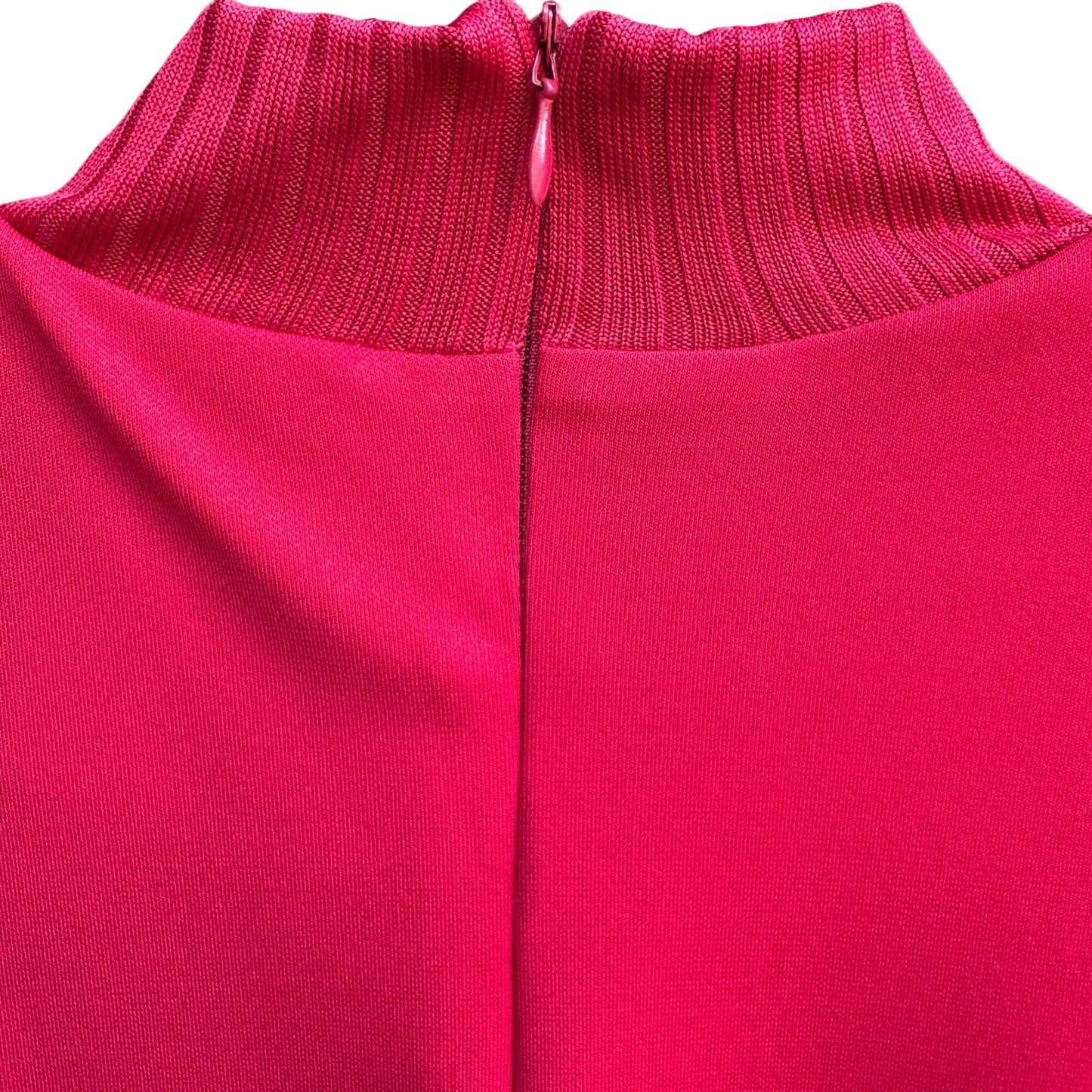 Kathy Levine By Request Vintage 70s Red Mock Neck Blouse Uneven Hem Back Zip S