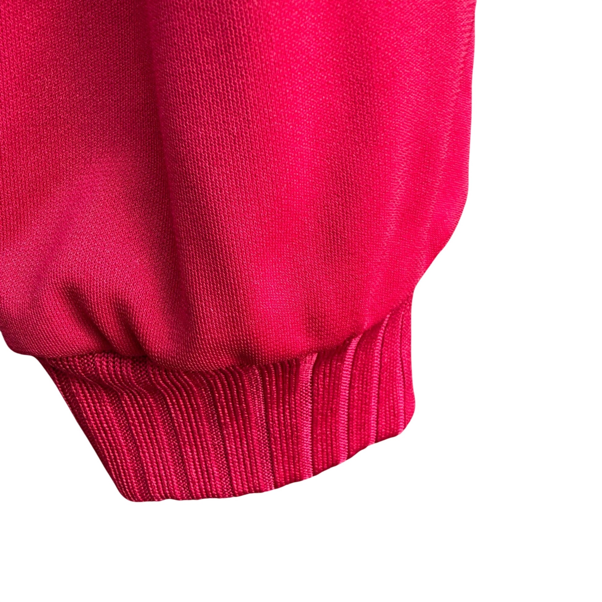 Kathy Levine By Request Vintage 70s Red Mock Neck Blouse Uneven Hem Back Zip S