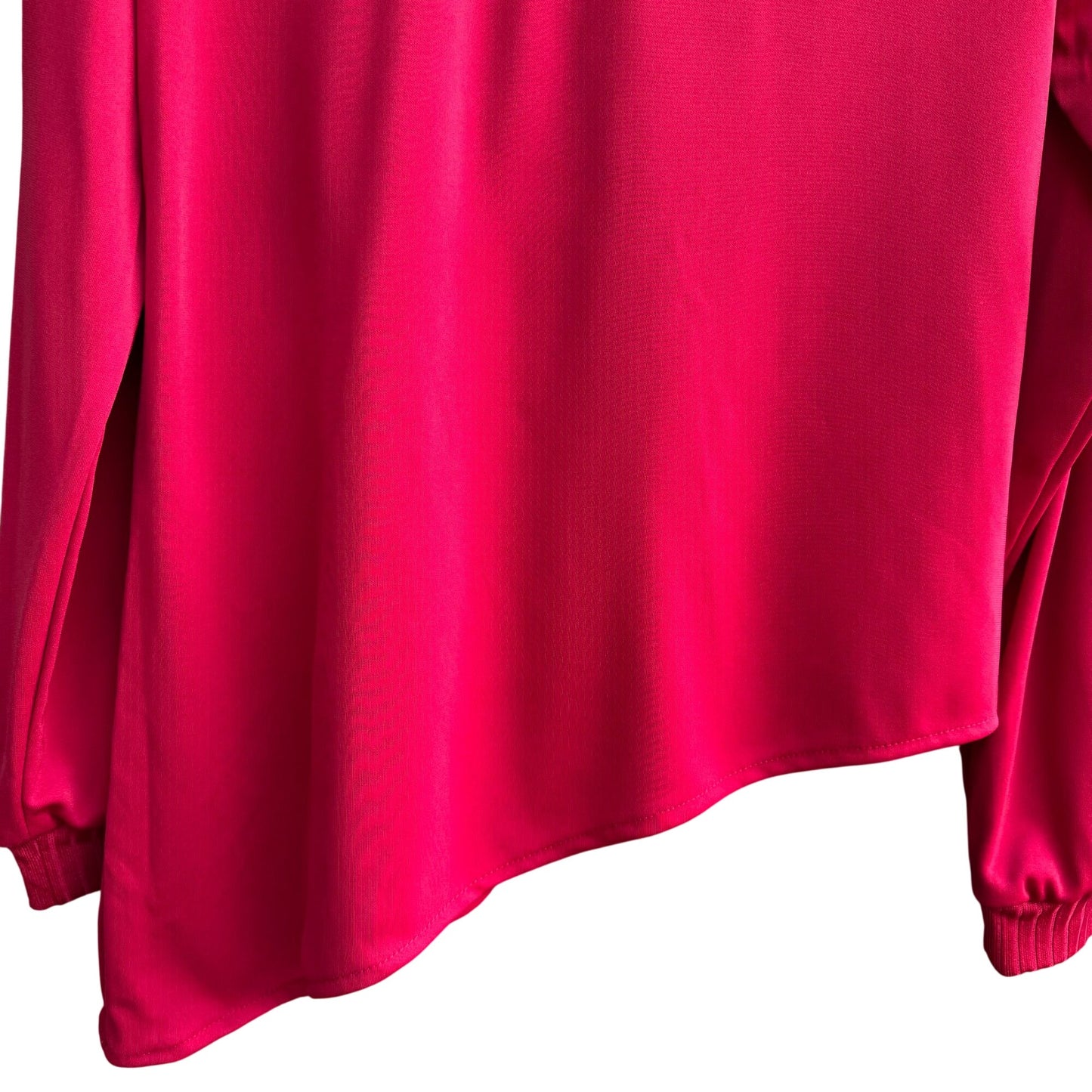 Kathy Levine By Request Vintage 70s Red Mock Neck Blouse Uneven Hem Back Zip S