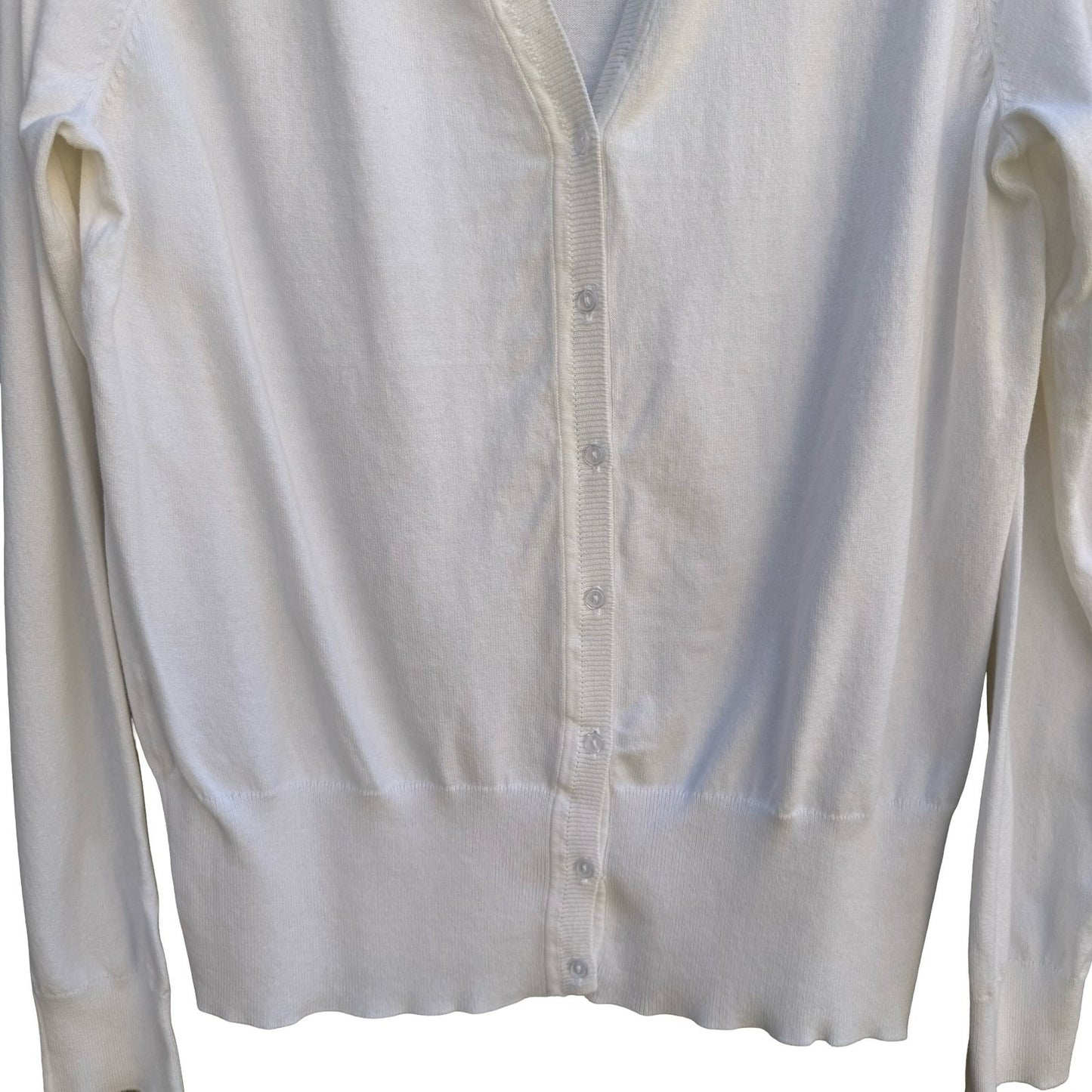 Hot in Hollywood Womens White Button Front Cardigan Sweater Split Neck Medium