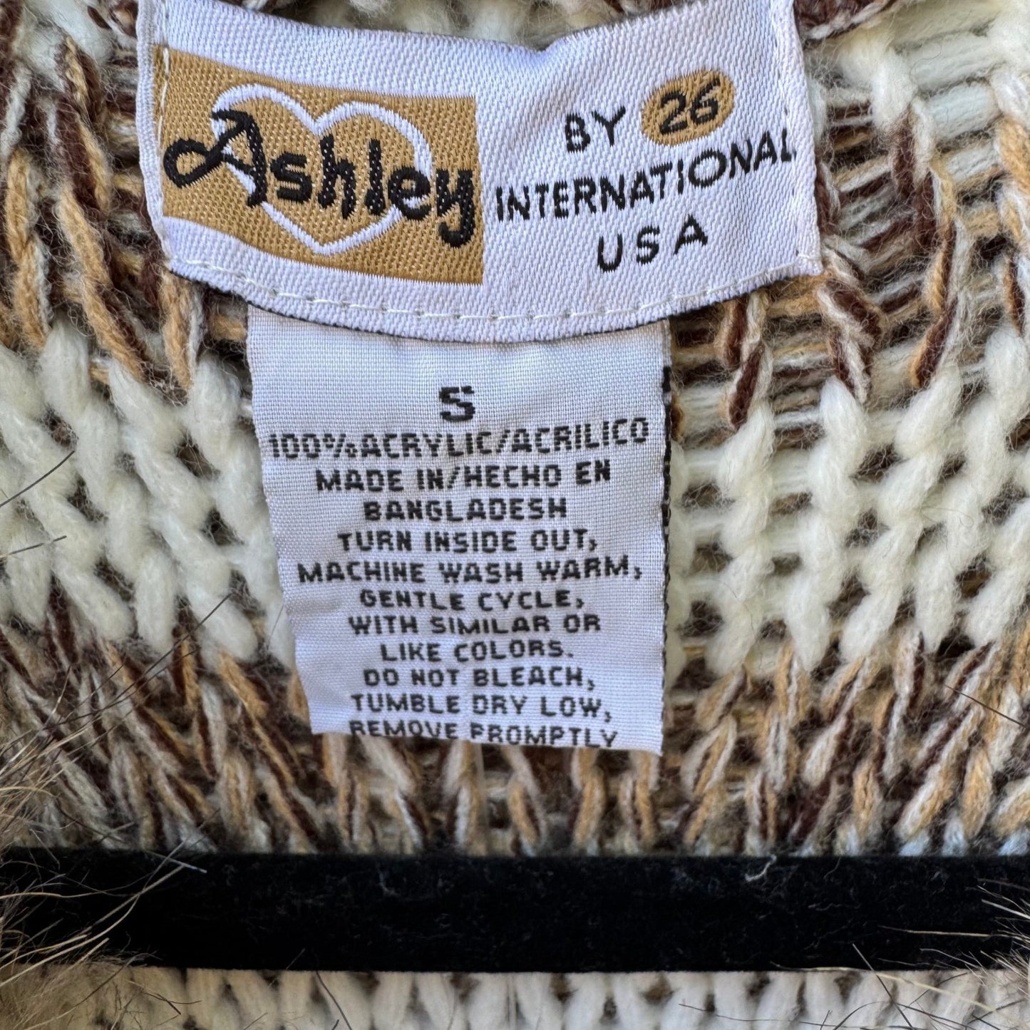 Ashley Boho Nordic Layering Hygge Striped Faux Fur Hooded Duster Cardigan S NEW