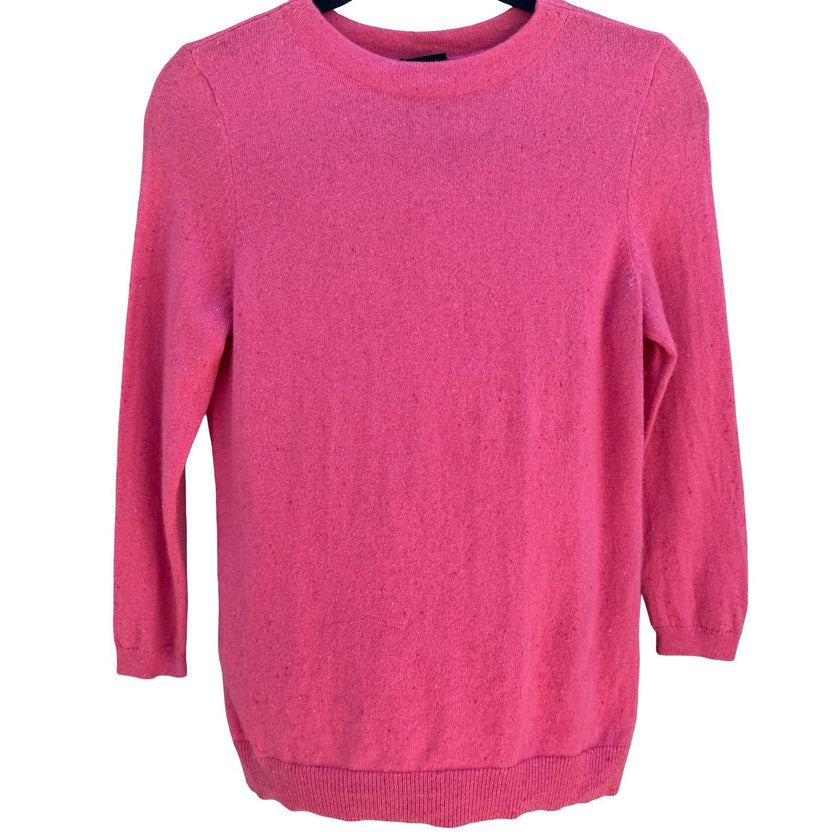 Talbots Pure Cashmere Crewneck Knit Sweater Hot Pink MP Long Sleeve Quiet Luxury