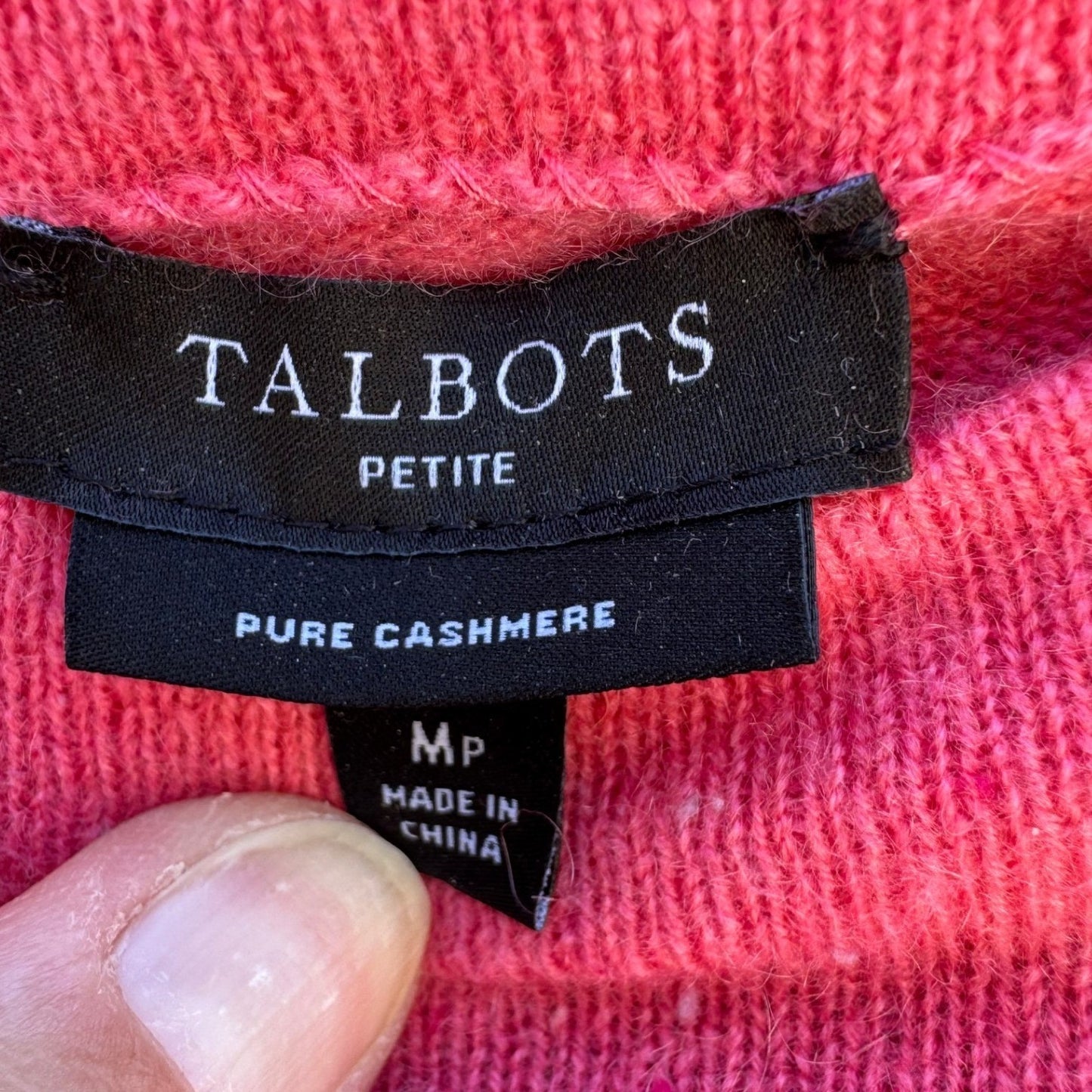 Talbots Pure Cashmere Crewneck Knit Sweater Hot Pink MP Long Sleeve Quiet Luxury