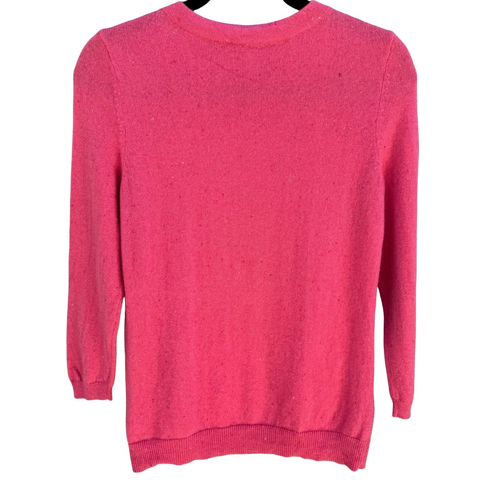 Talbots Pure Cashmere Crewneck Knit Sweater Hot Pink MP Long Sleeve Quiet Luxury