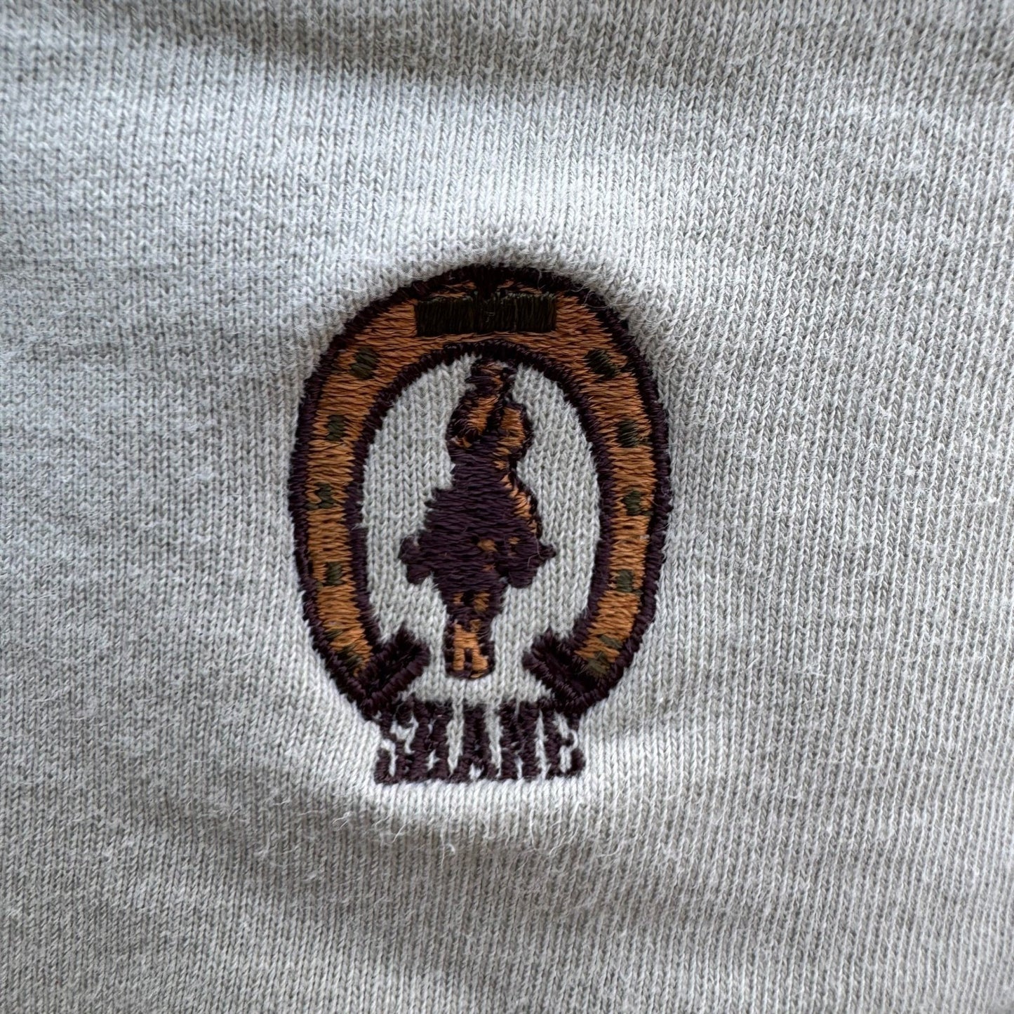 Shane Vintage 80s French Terry Retro Shirt Tan Equestrian Horse Mens L Sportwear