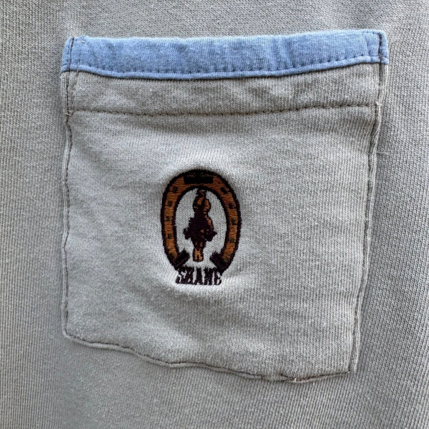 Shane Vintage 80s French Terry Retro Shirt Tan Equestrian Horse Mens L Sportwear