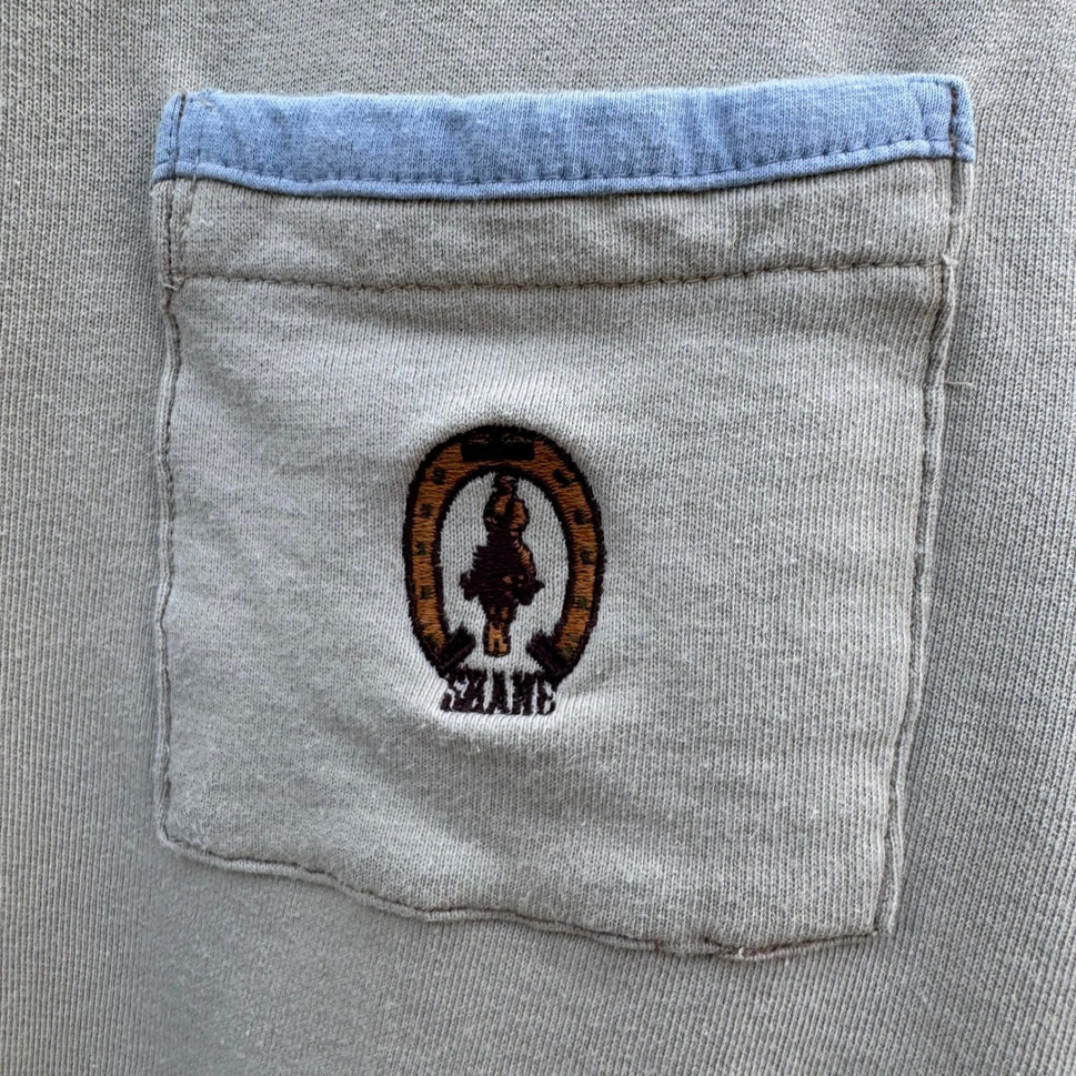 Shane Vintage 80s French Terry Retro Shirt Tan Equestrian Horse Mens L Sportwear