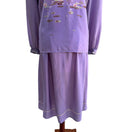 Switch Richard Peters Vintage Lilac Silk Floral Tie Neck Blouse Pleated Midi Skirt Set 3 image