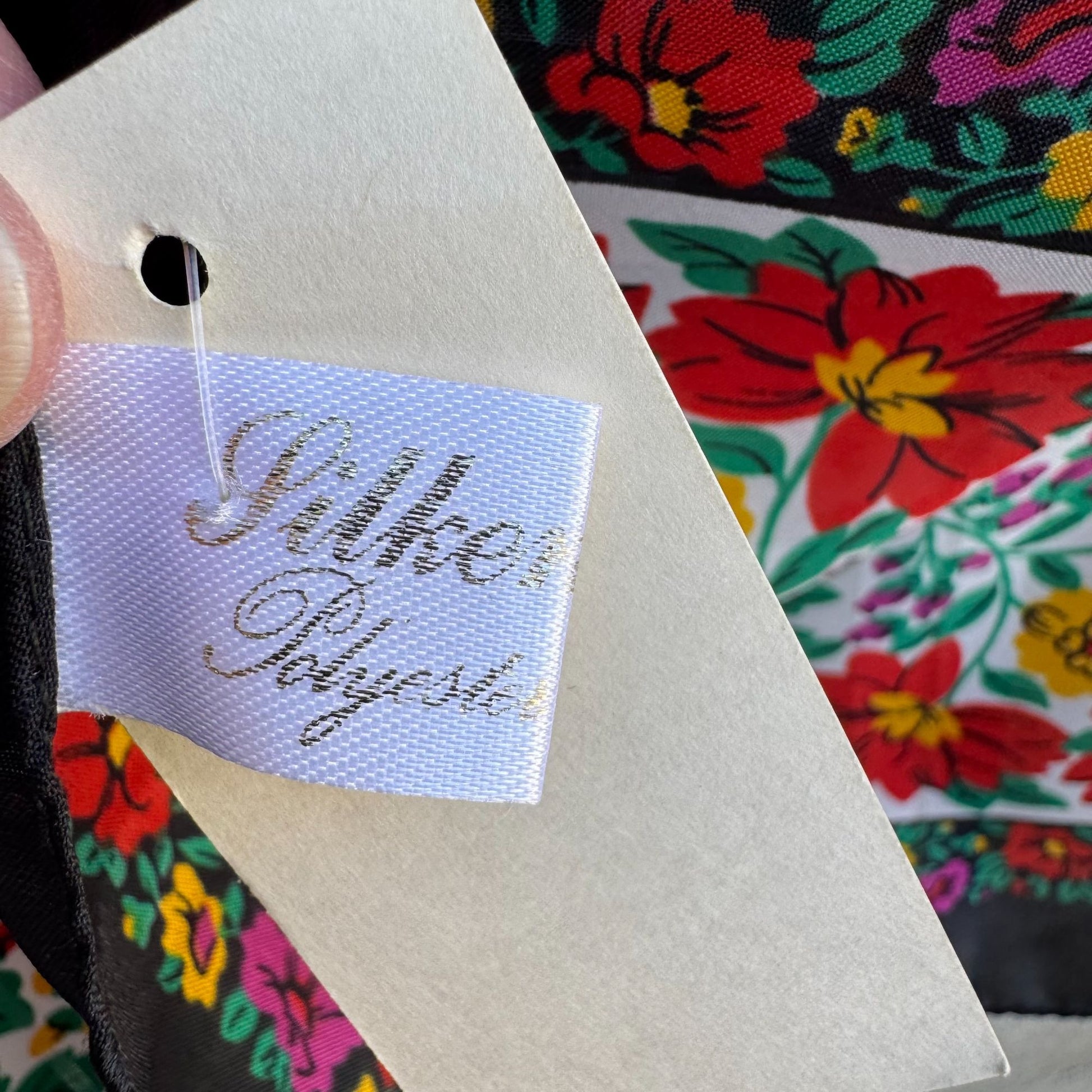 Vintage Floral Black Multicolor Scarf Wrap Square Lightweight Montgomery Ward