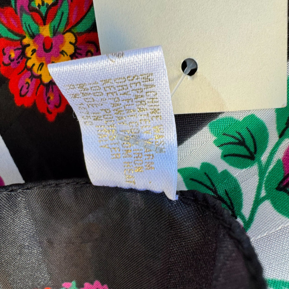 Vintage Floral Black Multicolor Scarf Wrap Square Lightweight Montgomery Ward