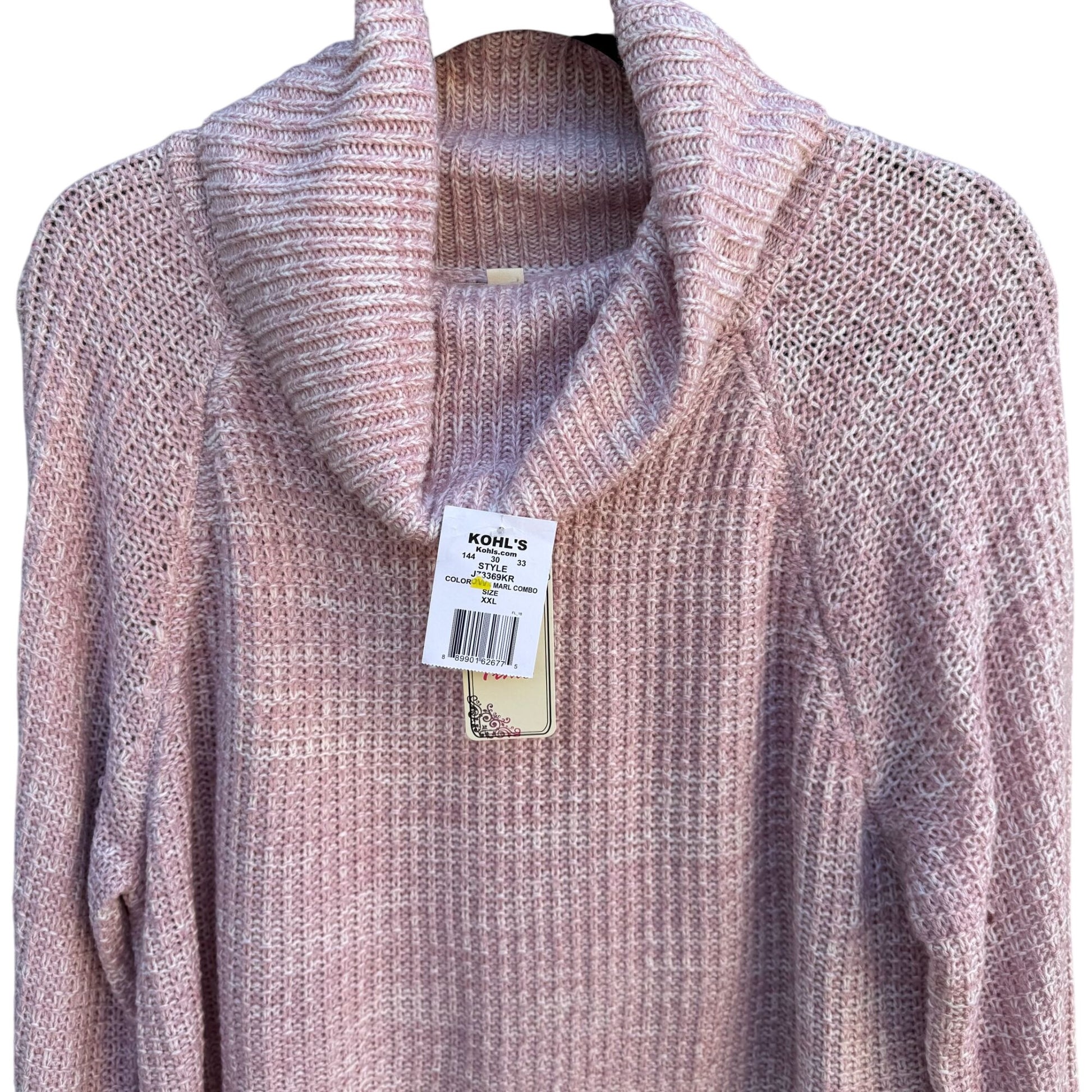 Its Our Time Womens Pink Cowl Neck Waffle Knit Long Sleeve Tunic Sweater New XXL