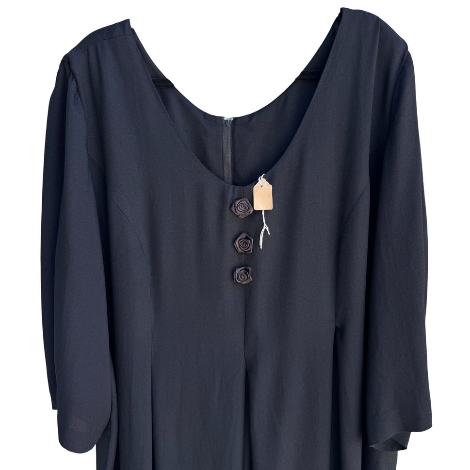 Jeffrey & Dara Vintage Black Rose Button Scoop Neck Wide Leg Jumpsuit New 20