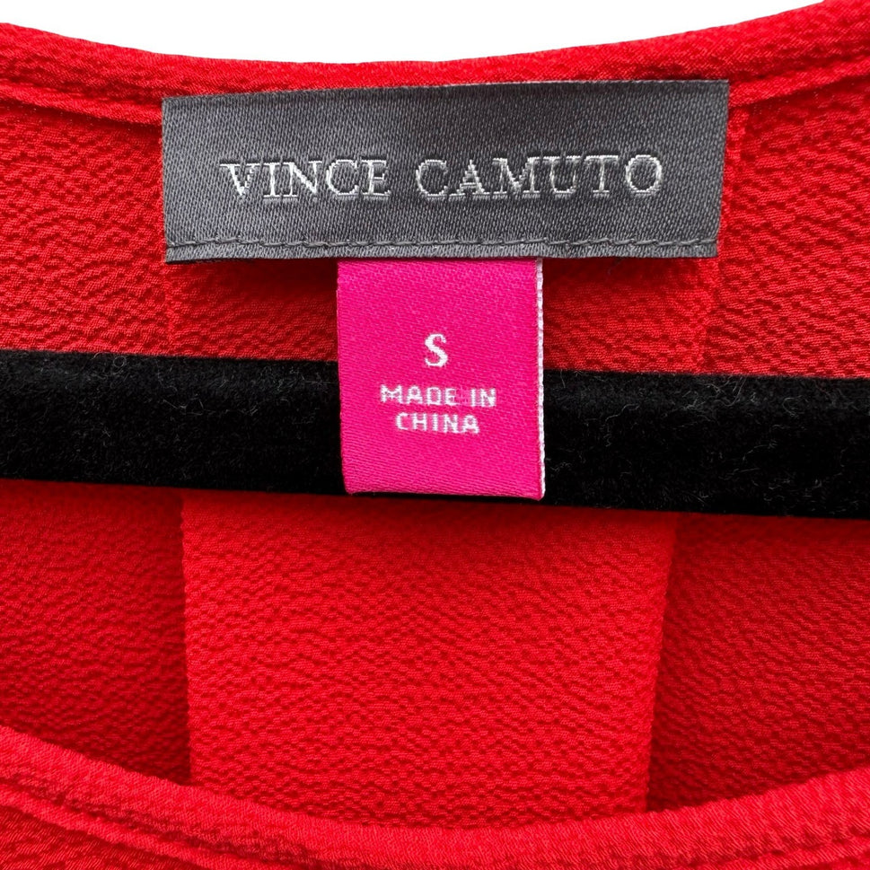 Vince Camuto Red Dolman Sleeve Textured Crepe Blouse Back Pleat Small Flowy Chic