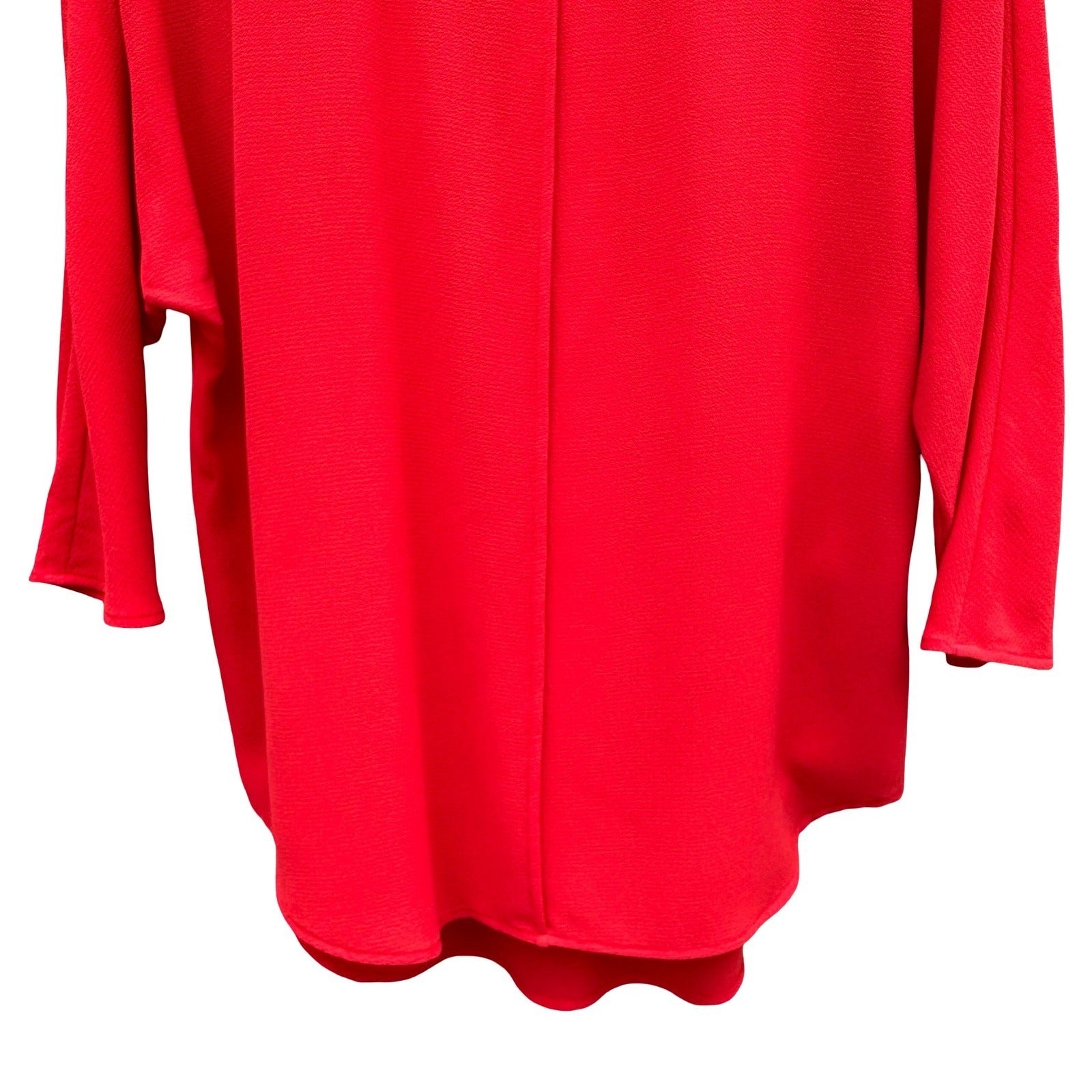 Vince Camuto Red Dolman Sleeve Textured Crepe Blouse Back Pleat Small Flowy Chic