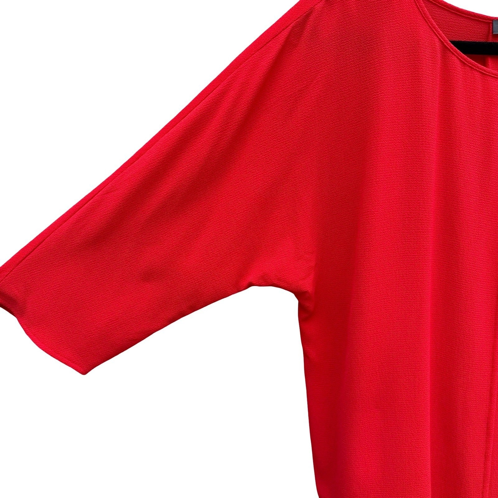 Vince Camuto Red Dolman Sleeve Textured Crepe Blouse Back Pleat Small Flowy Chic