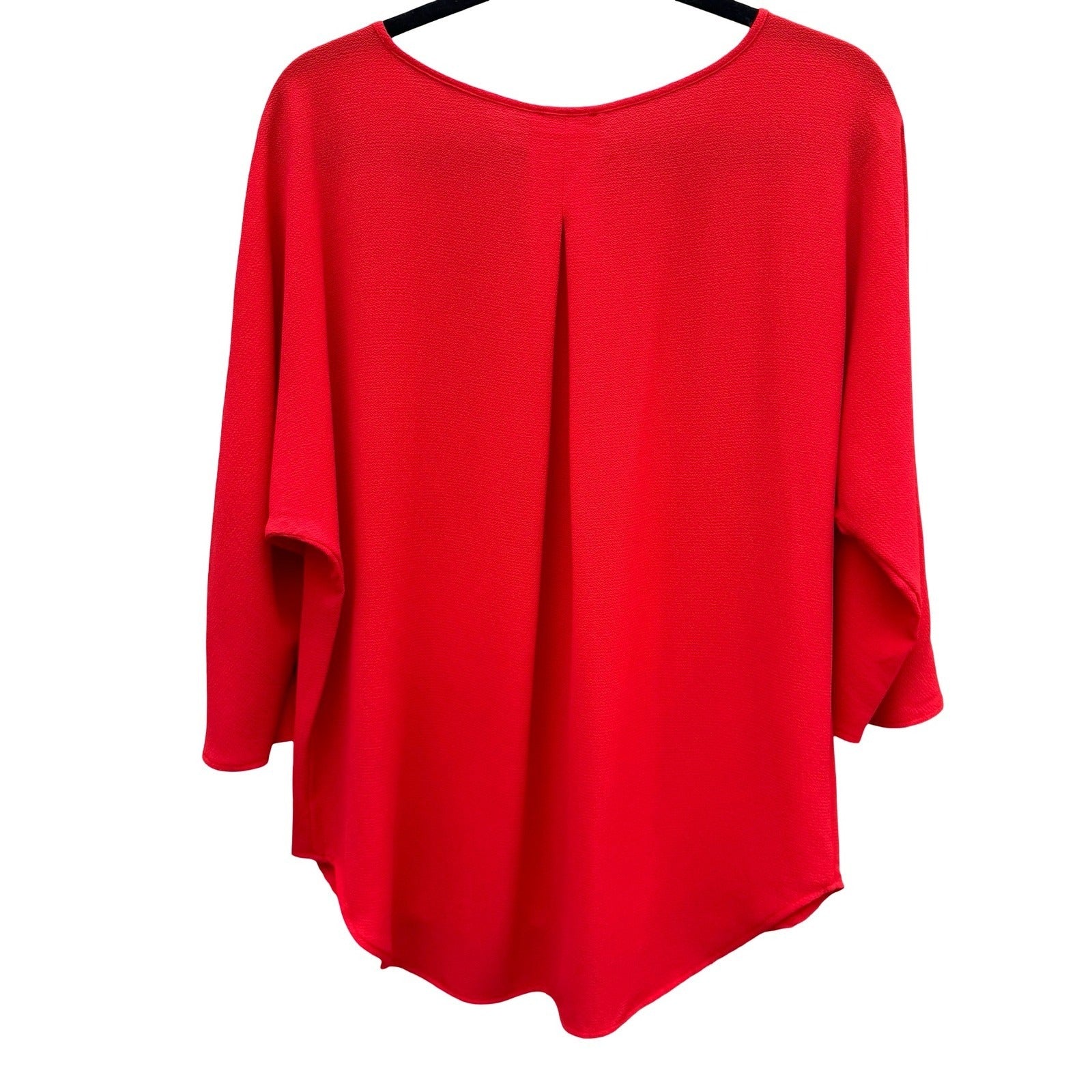 Vince Camuto Red Dolman Sleeve Textured Crepe Blouse Back Pleat Small Flowy Chic