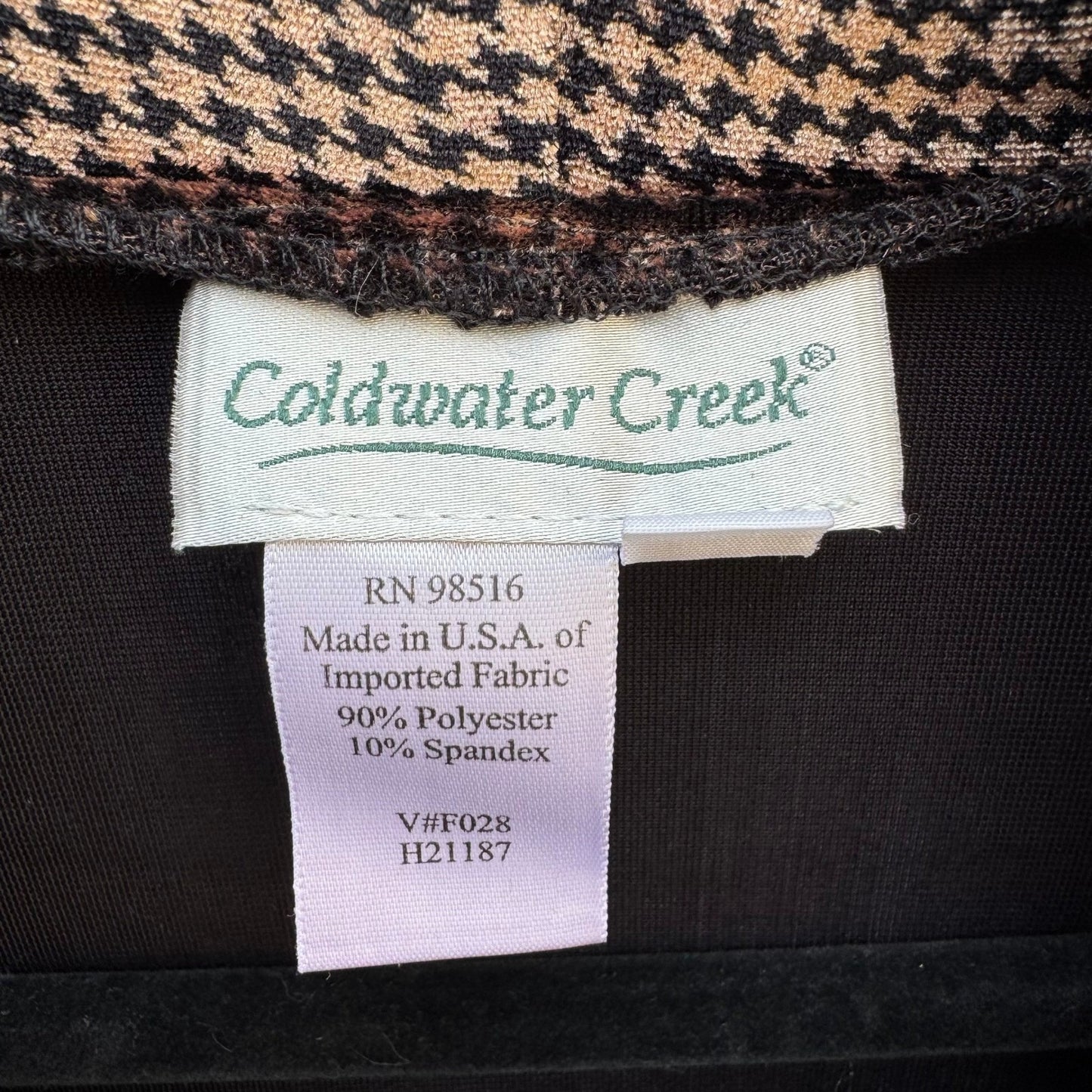Coldwater Creek Womens Velvet Houndstooth Cowl Neck Top and Pants Set Black M