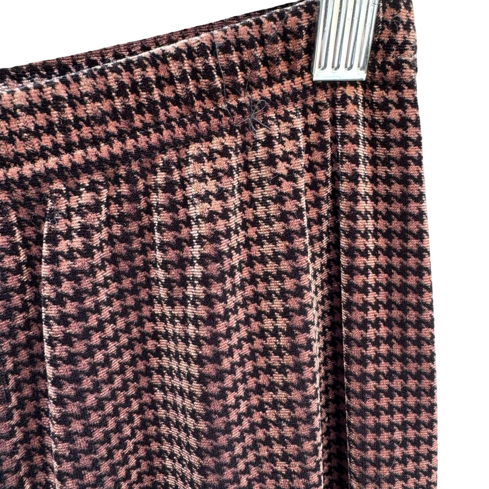 Coldwater Creek Womens Velvet Houndstooth Cowl Neck Top and Pants Set Black M