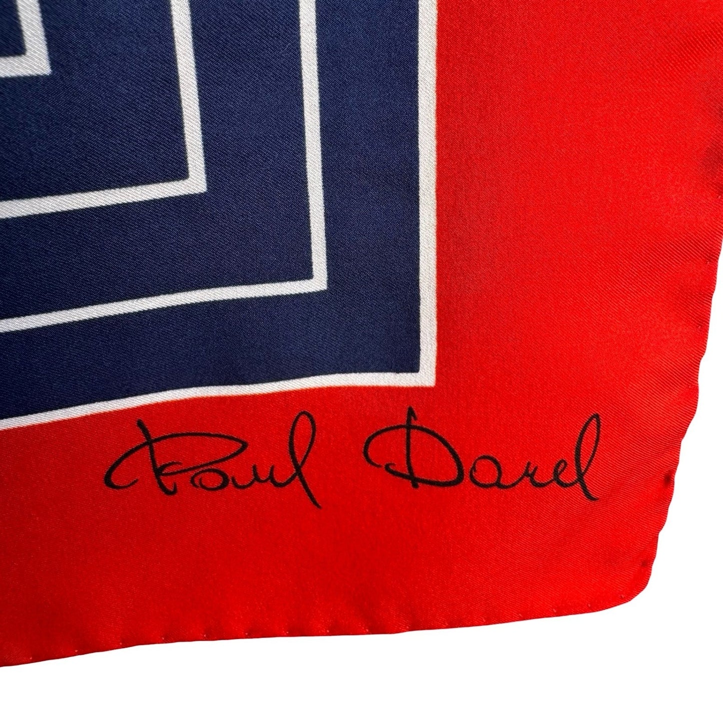 Paul Darel Vintage Silk Scarf Geometric Red Navy Blue Concentric Square Mod