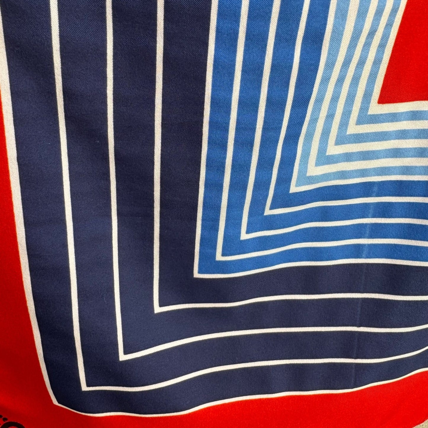 Paul Darel Vintage Silk Scarf Geometric Red Navy Blue Concentric Square Mod