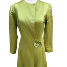 Switch Vintage Chartreuse Long Sleeve Satin Silk Floral Accent Maxi Dressing Gown Jacket 2 image