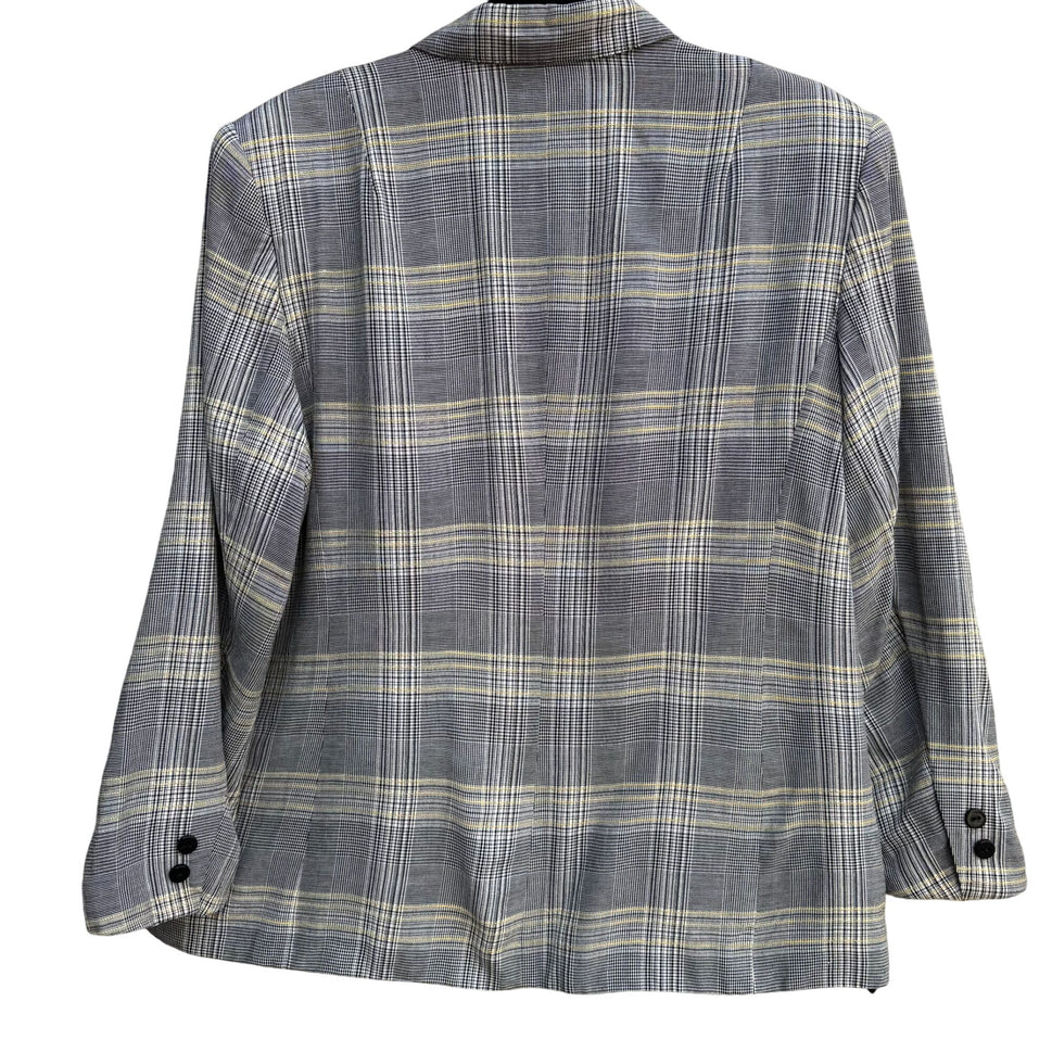 Leslie Fay Vintage 80s Womens Two Button Preppy Plaid Oversized Blazer Jacket 16
