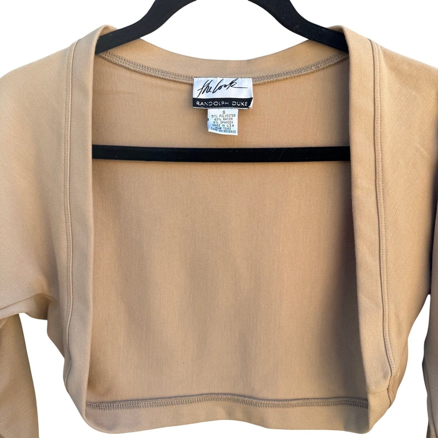 Randolph Duke Vintage Tan Beige Cropped Shrug Bolero Cardigan Long Sleeve Small