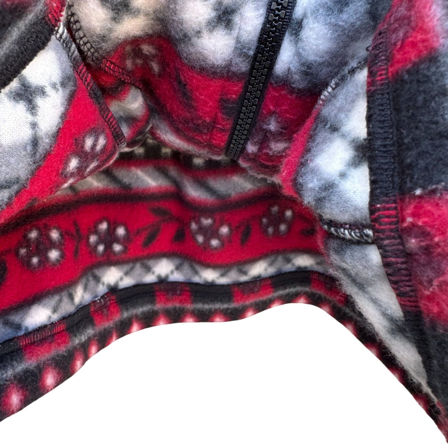 Alfred Dunner Womens Red Black Nordic Pattern Fair Isle Full Zip Fleece Jacket S