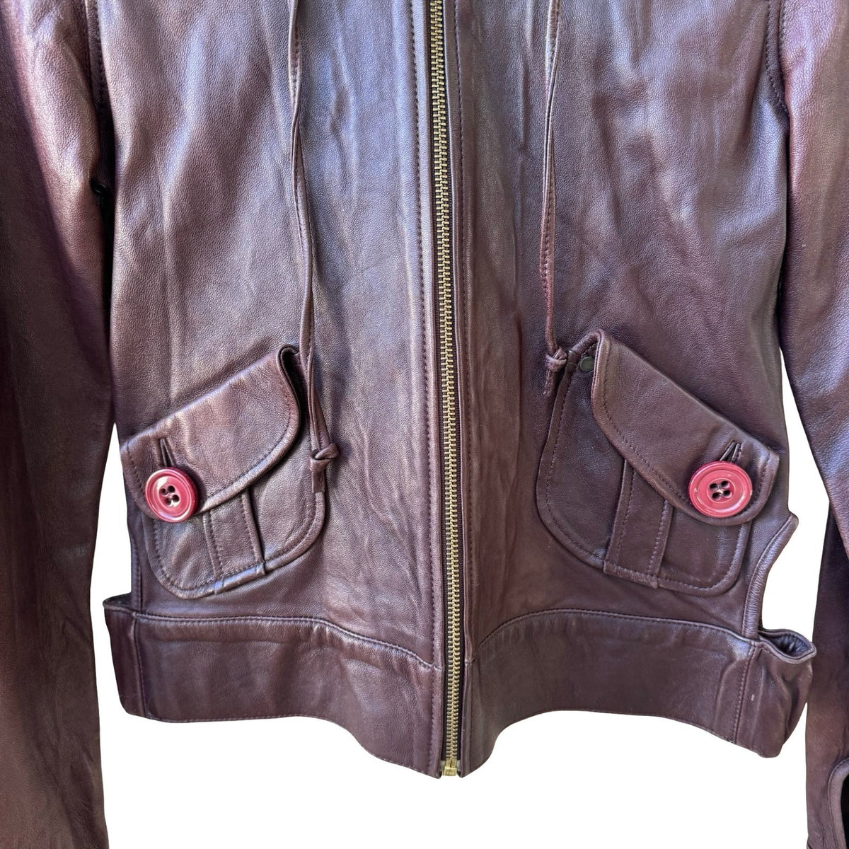 Mike & Chris Y2K Indie Sleaze Hooded Side Cut Out Leather Moto Biker Jacket S