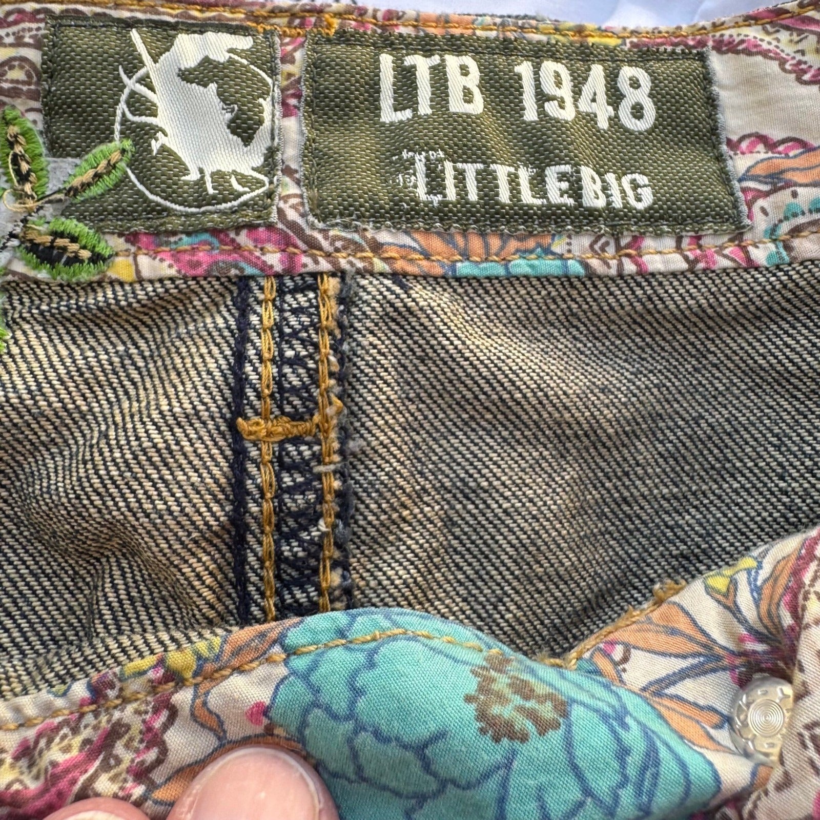 LTB 1948 Little Big Denim Y2K Skirt Embroidered Distressed Flared Mermaid Boho